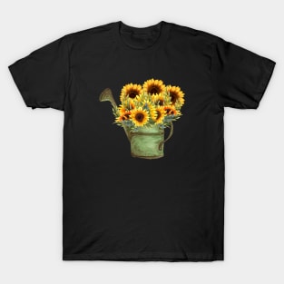 Sunflower Flora Minimalist Positive Vintage Retro Japanese T-Shirt